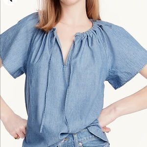 NWT J. Crew Tie-Neck Chambray Top